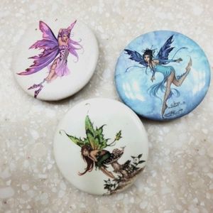 Bundle of 3 Amy Brown Pins/buttons Vintage